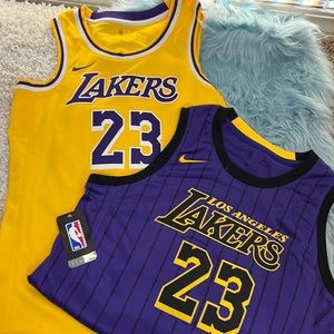 NWT and WOT! 2  Lebron James #23 Lakers Jerseys! Size S and L